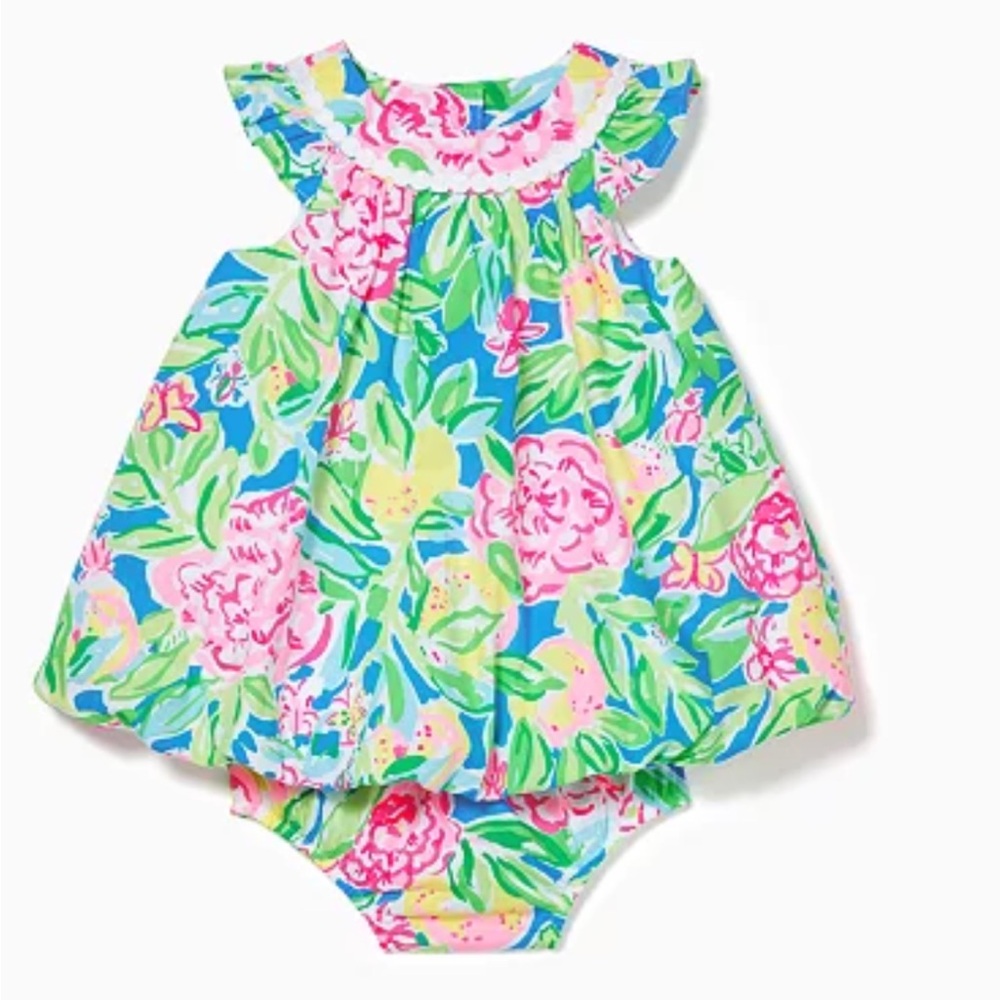 Lilly Pulitzer Floral bubble dress and bloomer set - Pink, Green, Blue